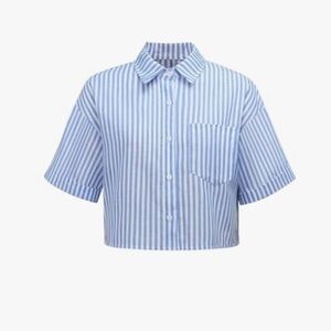 NEW- Blue and White Striped Crop Top